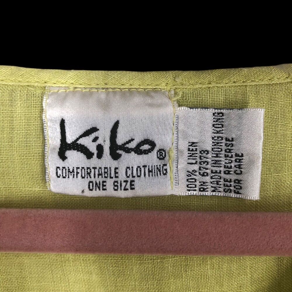 Vtg Kiko Pistachio Green Lagen Linen Blouse, Popo… - image 6